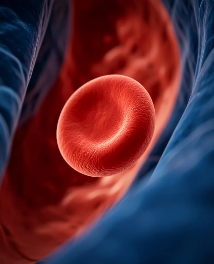 Macrofotografie a fluxului sanguin printr-un vas arterial sănătos